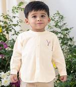 Cream embroidered cotton  shirt