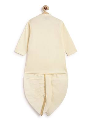 Cream embroidered cotton  kurta pyjama 3
