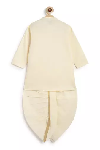 Cream embroidered cotton  kurta pyjama