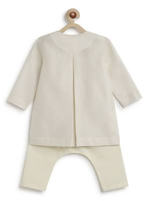 Cream embroidered chanderi  kurta pyjama 3