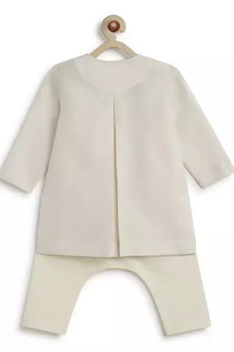 Cream embroidered chanderi  kurta pyjama