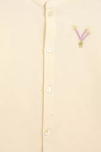Cream embroidered cotton  shirt