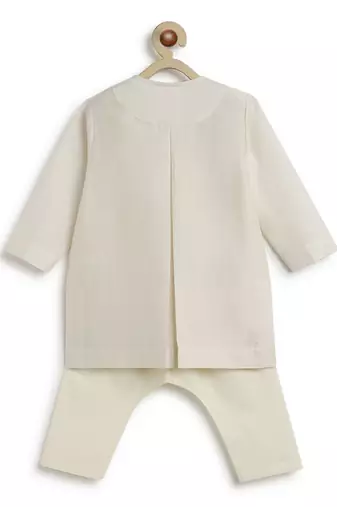 Cream embroidered chanderi  kurta pyjama
