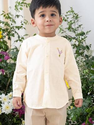Cream embroidered cotton  shirt 5