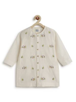 Cream embroidered chanderi  kurta pyjama 4