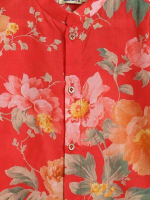 Red printed cotton  kurta pyjama 4