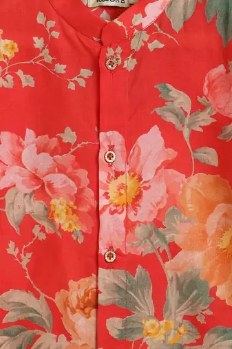 Red printed cotton  kurta pyjama