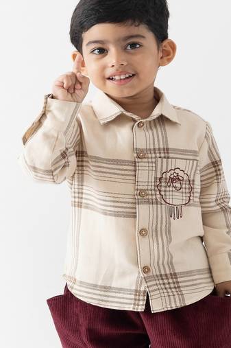 Cream embroidered cotton  shirts