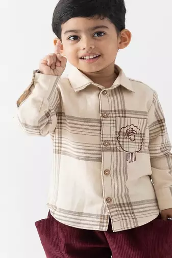 Cream embroidered cotton  shirts