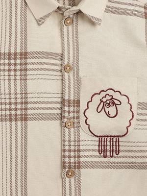 Cream embroidered cotton  shirts 3