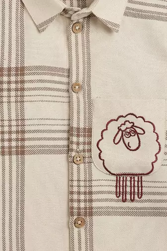 Cream embroidered cotton  shirts