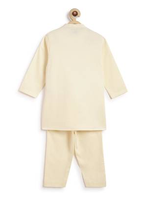 Cream embroidered cotton  kurta pyjama 3