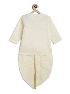 Cream embroidered cotton  kurta pyjama 3