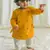 Yellow embroidered cotton  kurta pyjama