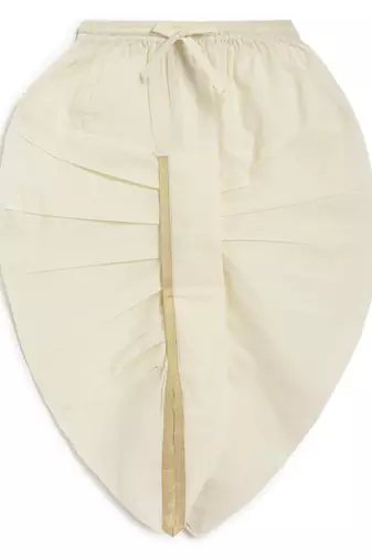Cream embroidered cotton  kurta pyjama