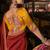 Red silk blend weaved pallu saree with embroidered blouse