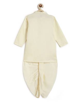 Cream embroidered cotton  kurta pyjama 3