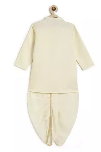 Cream embroidered cotton  kurta pyjama