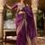 Wine soft banarasi silk woven with lace border saree with blouse