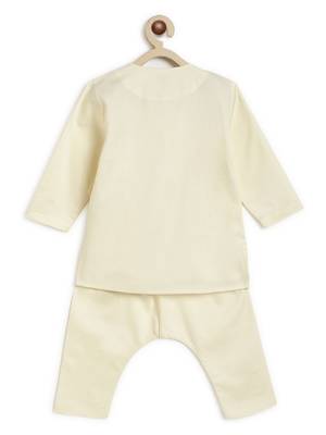 Cream embroidered cotton  kurta pyjama 3