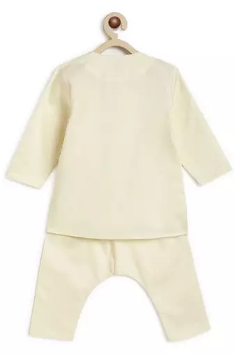 Cream embroidered cotton  kurta pyjama