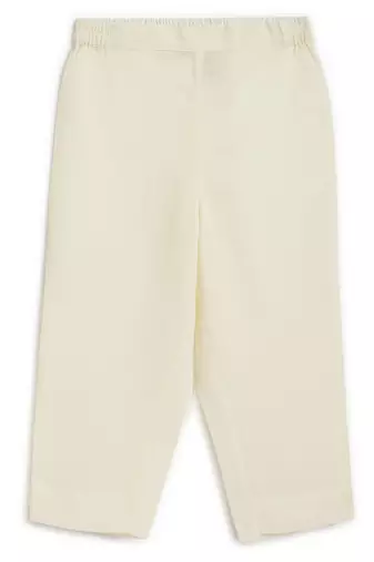 Cream embroidered cotton  kurta pyjama