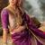 Wine soft banarasi silk woven with lace border saree with blouse