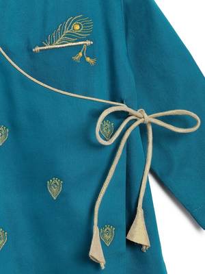 Blue embroidered cotton  kurta pyjama 3