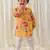 Yellow printed cotton  kurta pyjama