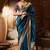 Blue soft banarasi silk blend woven with lace border saree with blouse