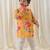 Yellow printed cotton  kurta pyjama