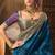 Blue soft banarasi silk blend woven with lace border saree with blouse