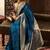 Blue soft banarasi silk blend woven with lace border saree with blouse