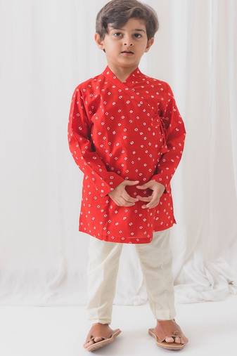 Red printed cotton  kurta pyjama
