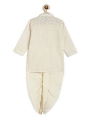Cream embroidered cotton  kurta pyjama 3