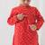 Red printed cotton  kurta pyjama