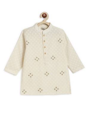 Cream embroidered cotton  kurta pyjama 4