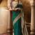 Green soft banarasi silk blend woven with lace border saree with blouse