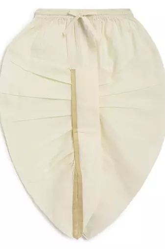 Cream embroidered cotton  kurta pyjama