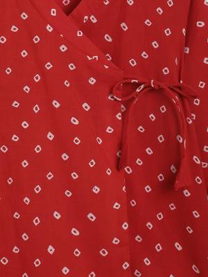 Red printed cotton  kurta pyjama 4