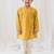 Yellow printed cotton  kurta pyjama