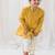 Yellow printed cotton  kurta pyjama