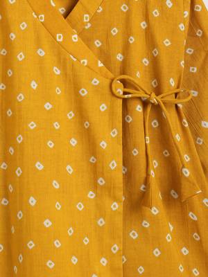 Yellow printed cotton  kurta pyjama 4