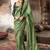 Sea green  tissue woven with multicolored lace border saree with blouse