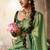 Sea green  tissue woven with multicolored lace border saree with blouse