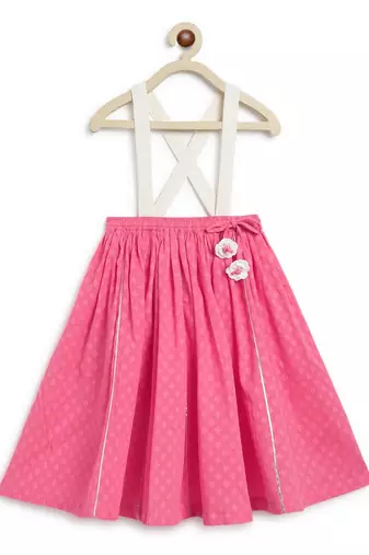 Pink & white embroidered chanderi silk  lehenga
