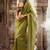 Parrot green  tissue woven with multicolored lace border saree with blouse