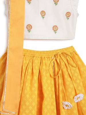 Yellow & white Plain chanderi silk  lehenga 4