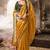 Mustard  tissue woven with multicolored lace border saree with blouse