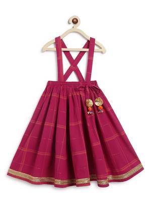 Pink & orange Plain cotton  lehenga 2